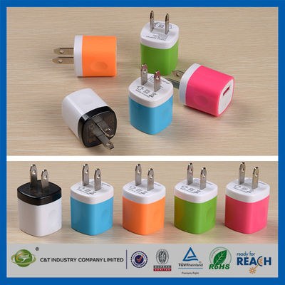 Maison de voyage d'USB prise de chargeur de mur d'adaptateur de puissance de 1,0 ampères pour Iphone 6/6 5s plus Samsung