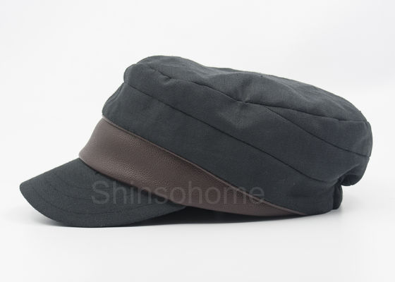 Chapeau militaire de coton vide d'hommes de mode avec le cuir, chapeau de sergé d'armée