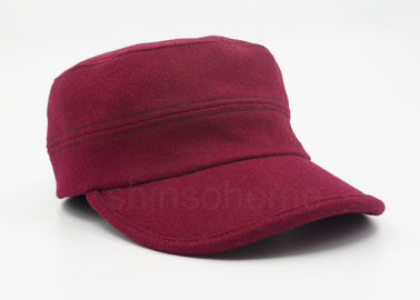 De brosse de chapeau militaire rouge foncé de coton de bout droit fermeture flexible de retour à la mode