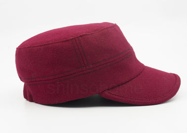 De brosse de chapeau militaire rouge foncé de coton de bout droit fermeture flexible de retour à la mode